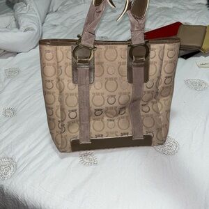 Authentic Salvatore Ferragamo Tan Designer Tote Bag